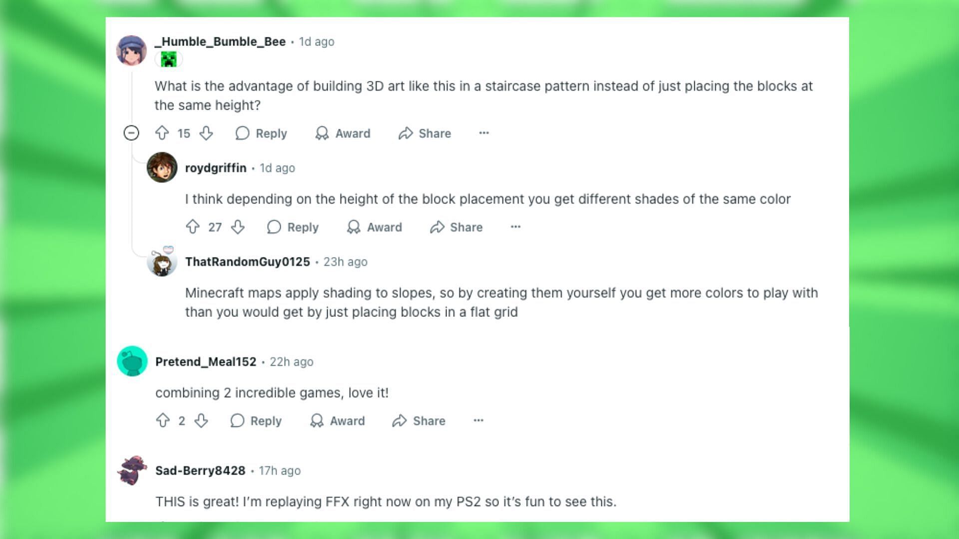 Redditors react to the map art build (Image via Reddit)